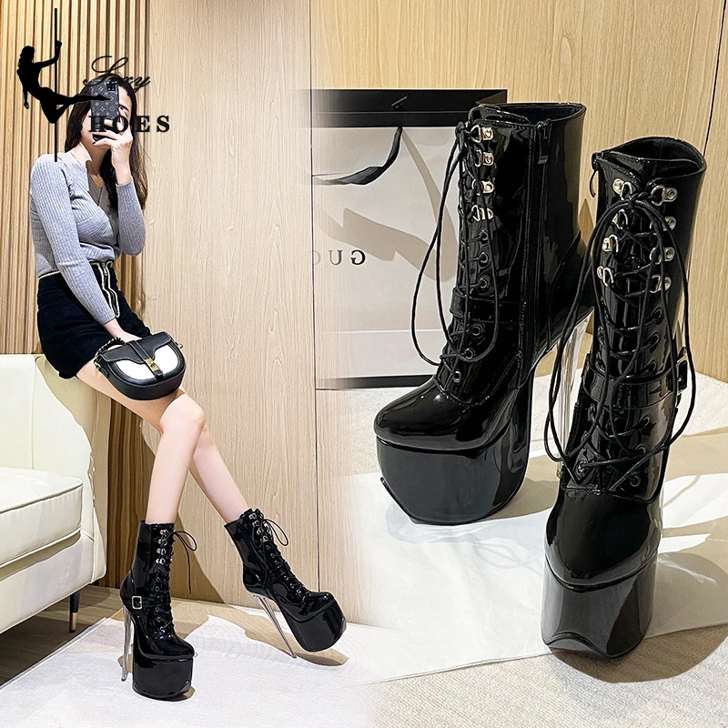 Spring/Autumn Fashion Women Shoes 19CM Roman Style Super High Heel  ANKLE Boots Transparent Heel Short Boots Buckle Strap Zip