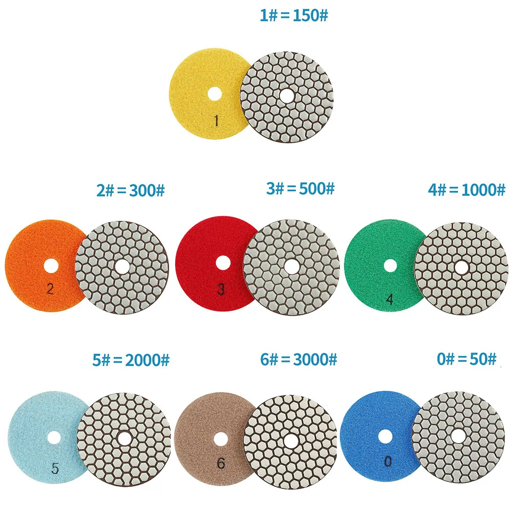 1pc 4 Inch Diamond Polishing Pad Dry Use Flexible Sanding Disc Resin Bond  For Granite Marble Stone Grinding Abrasive Tool