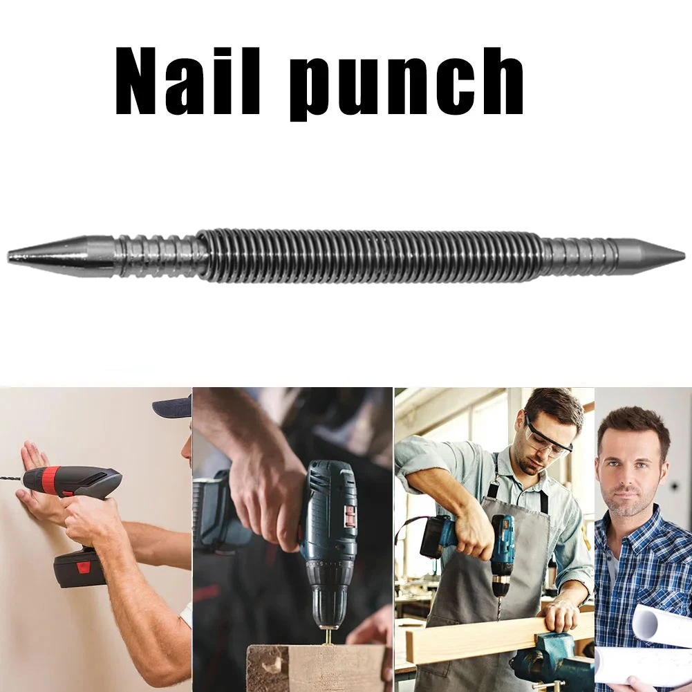 Woodworking Tool Manual Tools 1/2PCS Spring Center Punch Hammerless Dual Head Nail Setter 1/16 & 3/32 inch Spring Loaded Steel Nail Punch Door Hinge Pin
