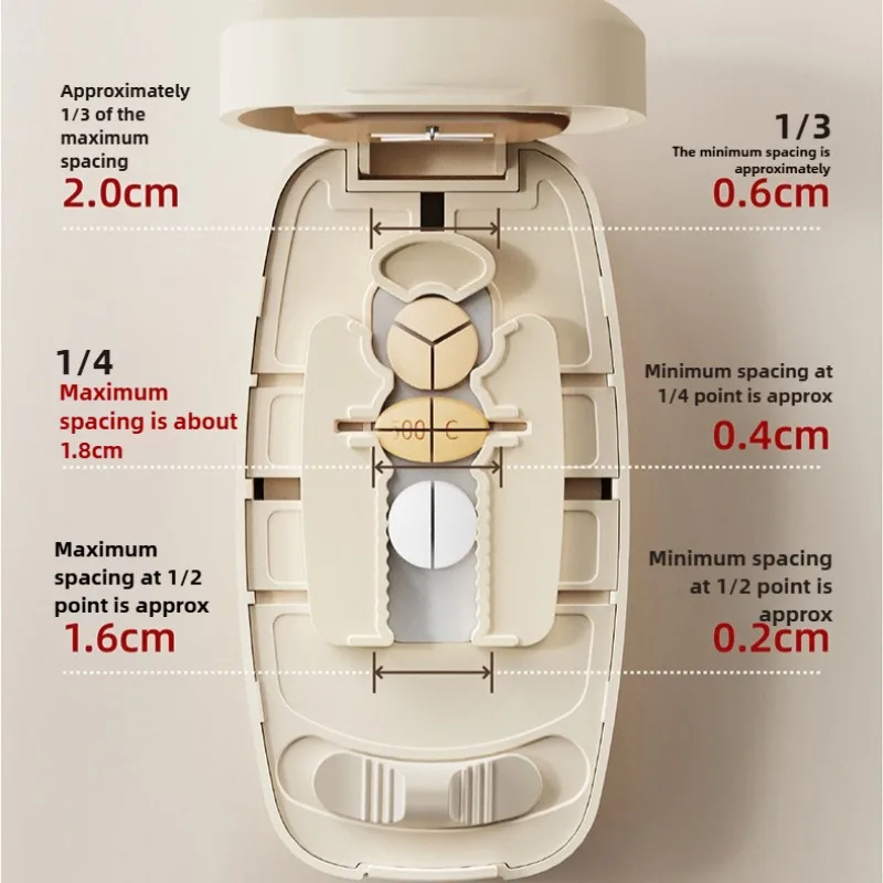 Compartment 1/2 1/3 1/4 Precise Pill Cutting Portable Medicine Organizer Multifunctional Pill Splitter with Storage