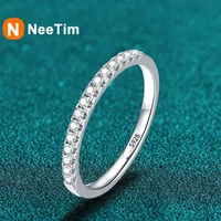 NeeTim Moissanite Ring 925 Sterling Silver with White Gold Plated Lab Diamond Eternity Band Engagement Wedding Rings for Women 1