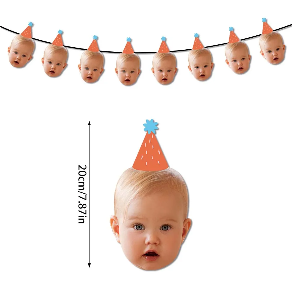 Maßgeschneidertes Foto-Banner für kleine Geburtstagshut, geeignet für die Dekoration zum 1. Geburtstag und die erste Meilenstein-Geburtstagsfeier – Detail 3