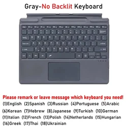 Slim Detachable Bluetooth Keyboard for Surface Pro - Enhanced Type Cover (No Backlit - Gray)