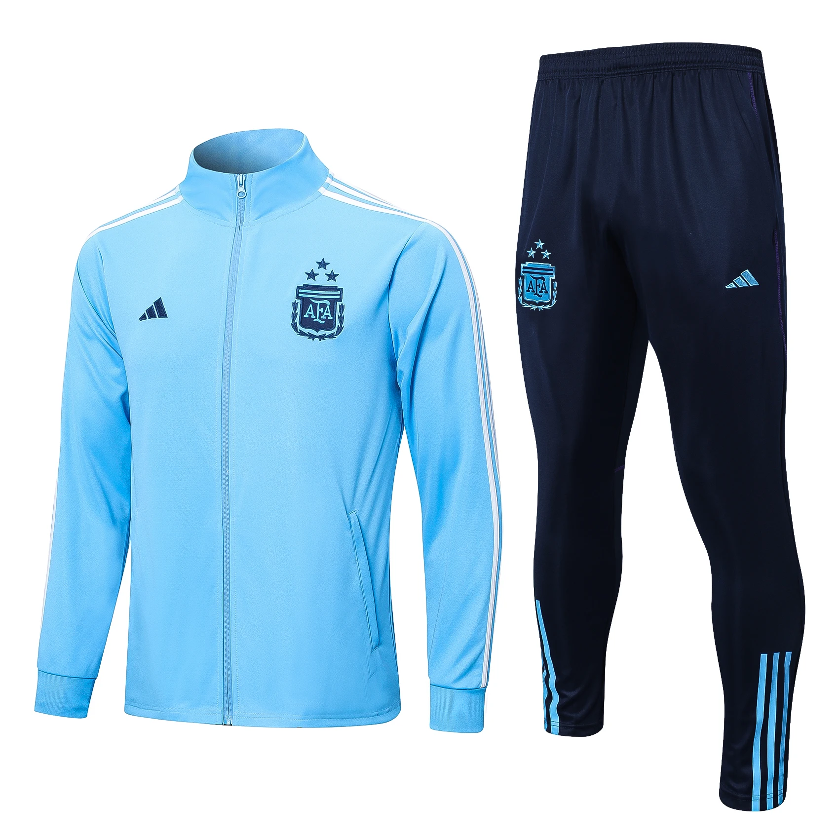 Adidas Soccer Jerseys Men Breathable Professional Trendy Light Weight Full-sleeved Football Training Suit Sets Blue Black