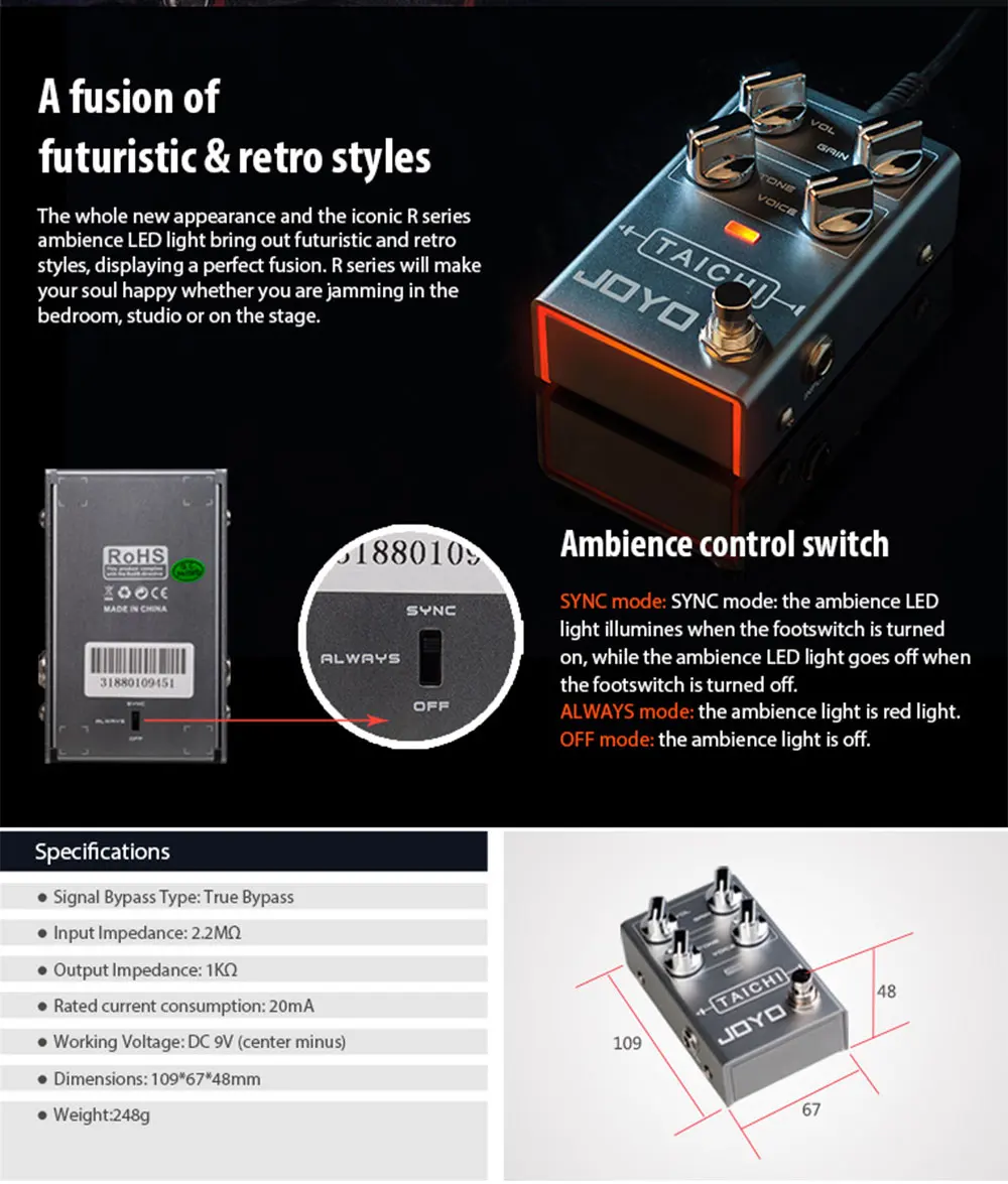 R-02 Overdrive Guitar Effect Pedal Low Gain Guitar Effects Amplifier Unique VOIC