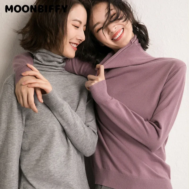 

Autumn Winter Sweater Turtleneck Slim Fit Basic Pullovers 2024 Fashion Korean Knit Tops Bottoming Womens Sweater Stretch Jumpers