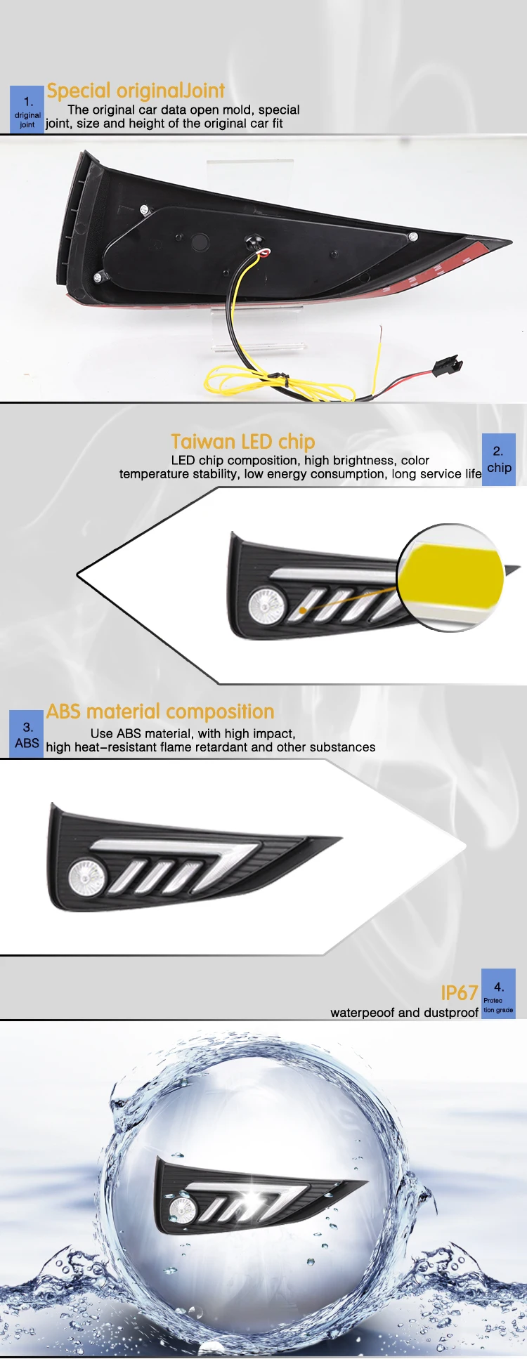 For 2021 MG MG5 1 Pair Car Led Day Running Lights Modified Streaming Light Steering Front Fog Lamp Assembly Night Blue Lights detail image 3