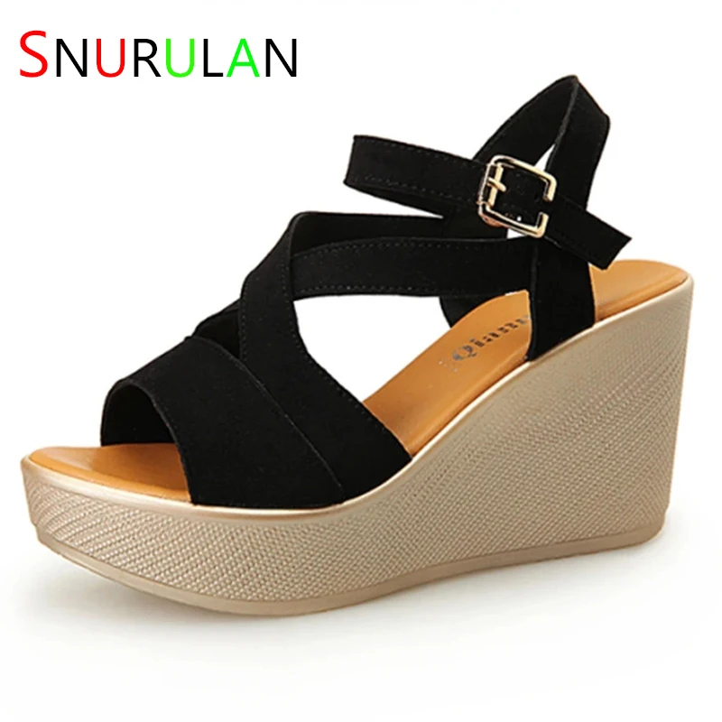 

Small Size 32-43 Faux Suede Bandage Platform Sandals Women Summer 2023 Beach Office Model High Heels Gladiator Wedges Shoes
