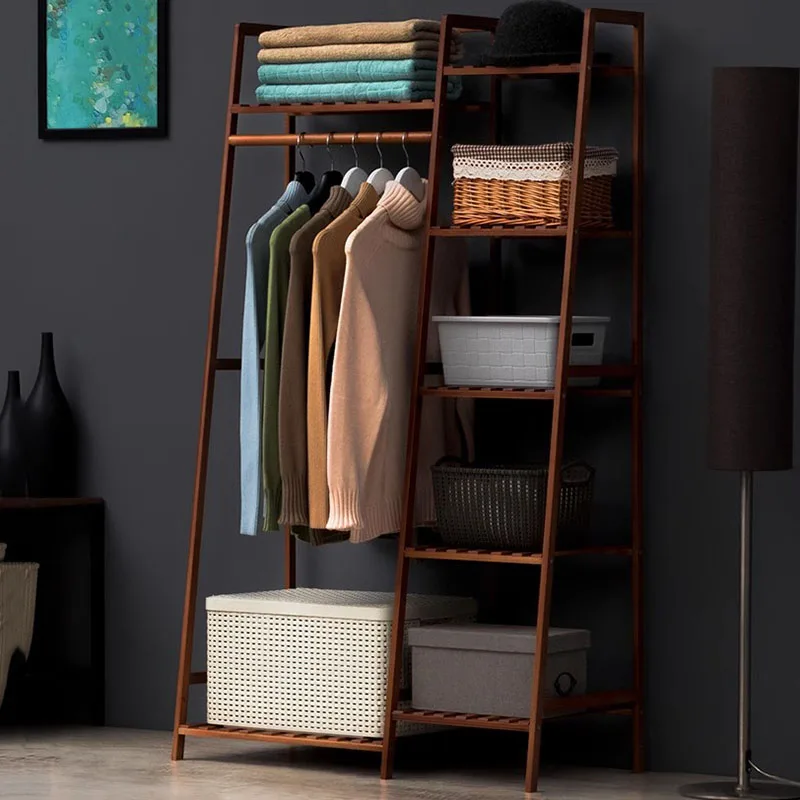 

Place Saving Clothes Rack Bamboo Detachable Storage Bedroom Clothes Rack Floor Standing Rack Para Sala Furniture Living Room