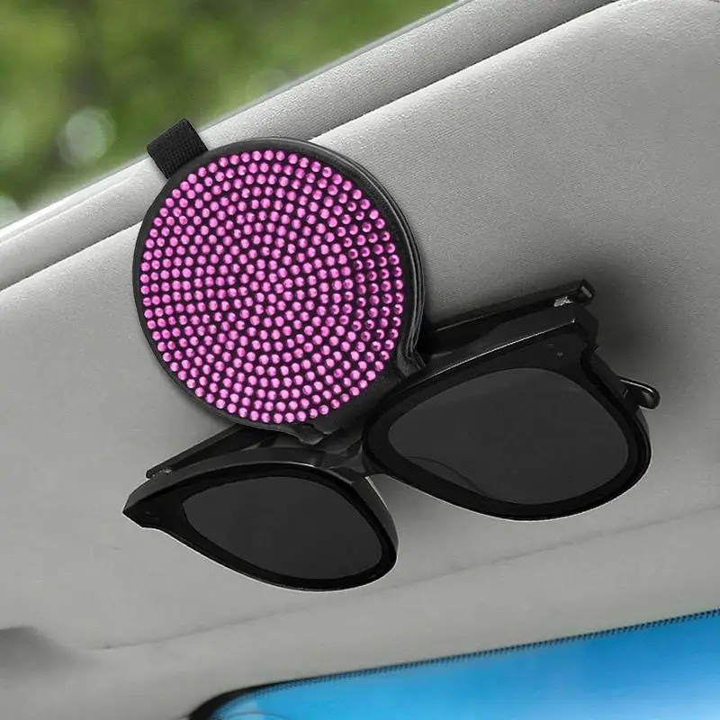

Sunglass Holder Clip Universal Car Auto Sun Visor Glasses Box Sunglasses Clip Magnetic PU Leather Rhinestone Visor For Cars