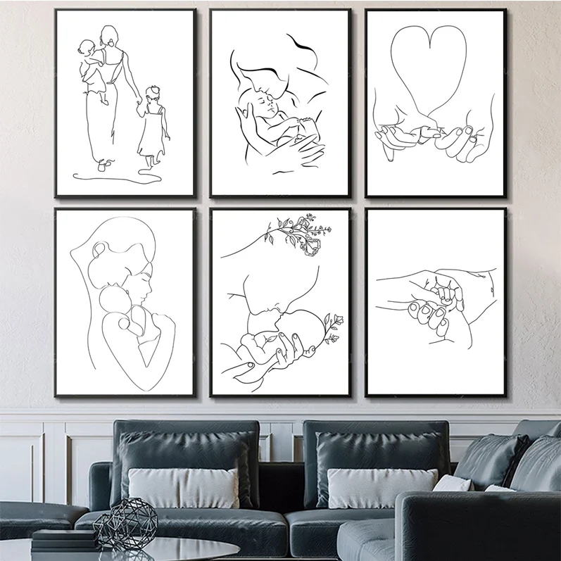 

Minimalist Art Poster Family Poster Self-adhesive Art Poster Whitepaper Prints Posters Artwork Aesthetic Art Wall Painting