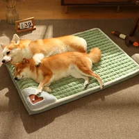 Lits apaisants pour chiens de petite et grande taille, tapis de luxe avec oreiller, housse amovible, tapis en mousse pour animaux de compagnie, coussin, lits de couchage doux 2