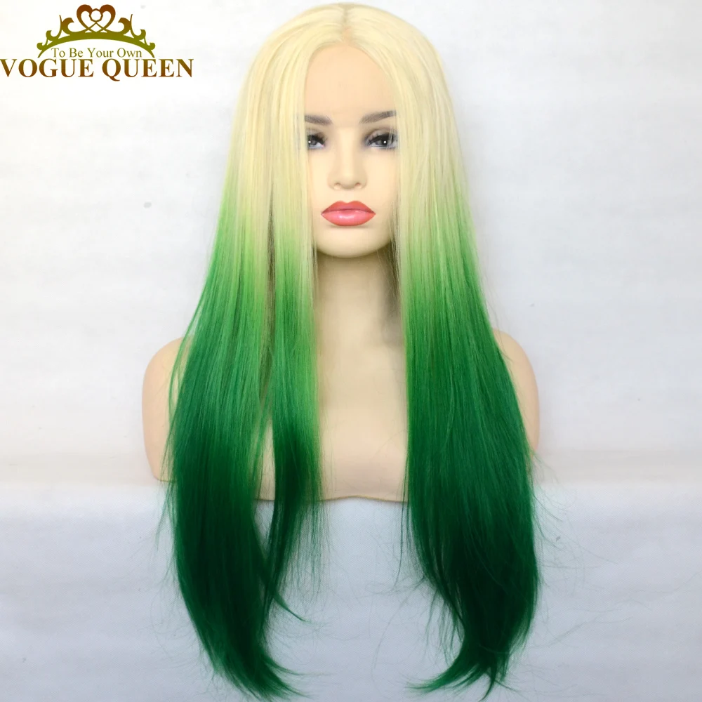 Synthetic Lace Front Wig Silky Straight Heat Resistant Fiber Cosplay For Women