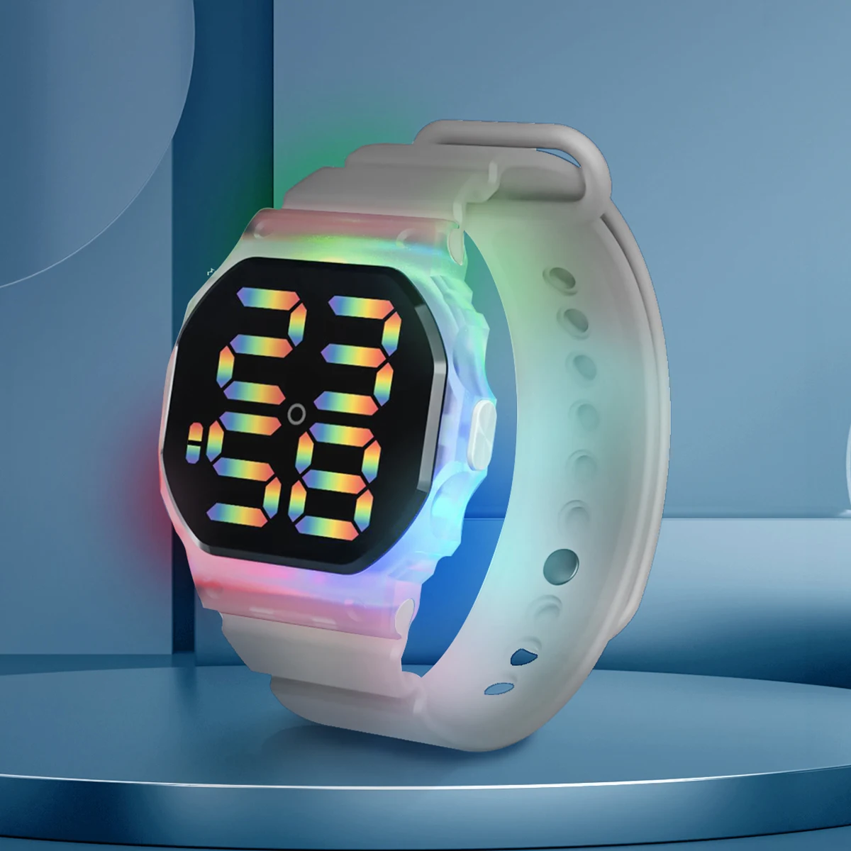 Hot Selling kids Sports Electronic Watch Minimalist Polygonal LED Illusion Luminous Student Sports Watch Bracelet 5