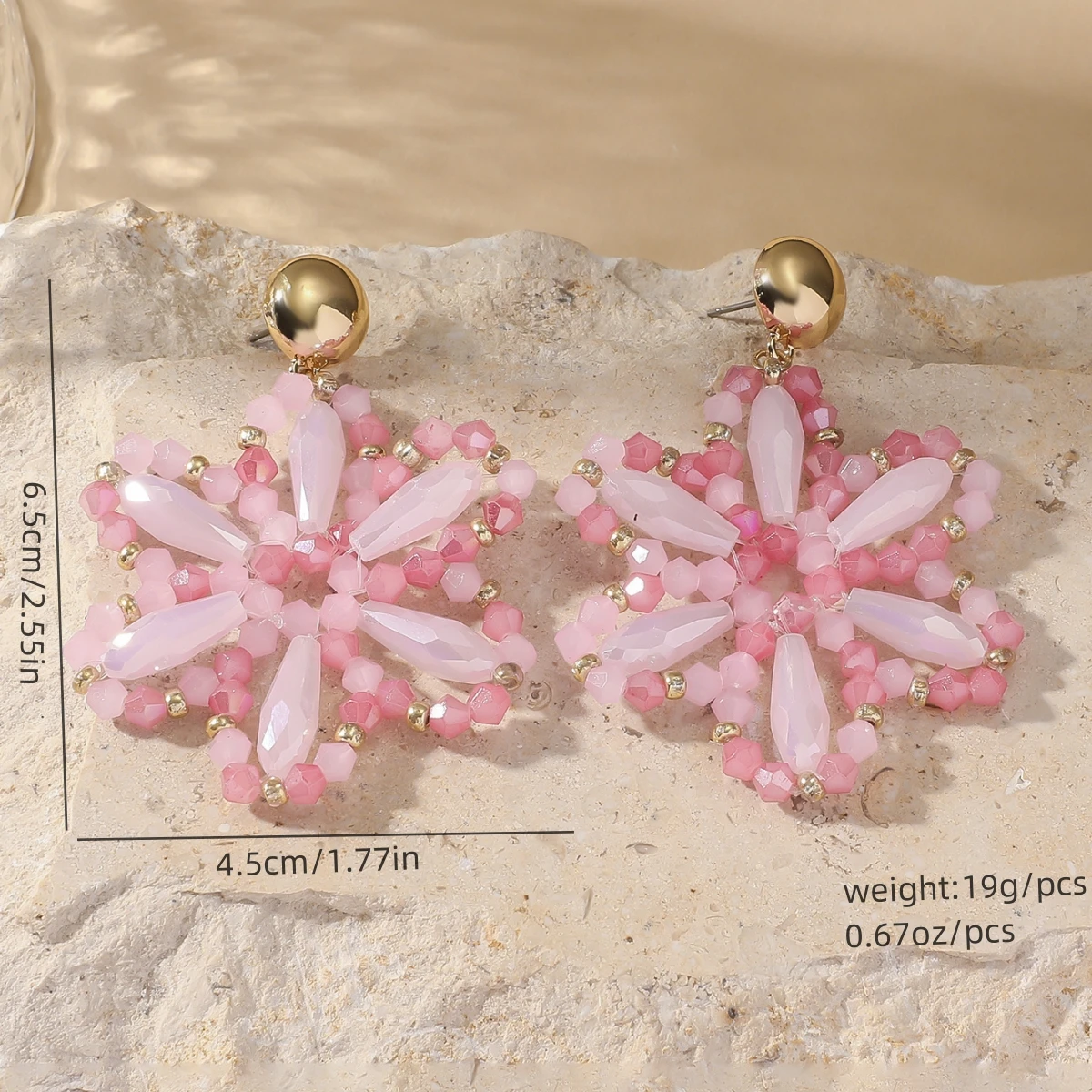 Elegant Snowflower Drop Earrings for Women Girls Lovely Sweet Flower Seed Beaded Dangle Earrings Handmade Jewelry Accessories