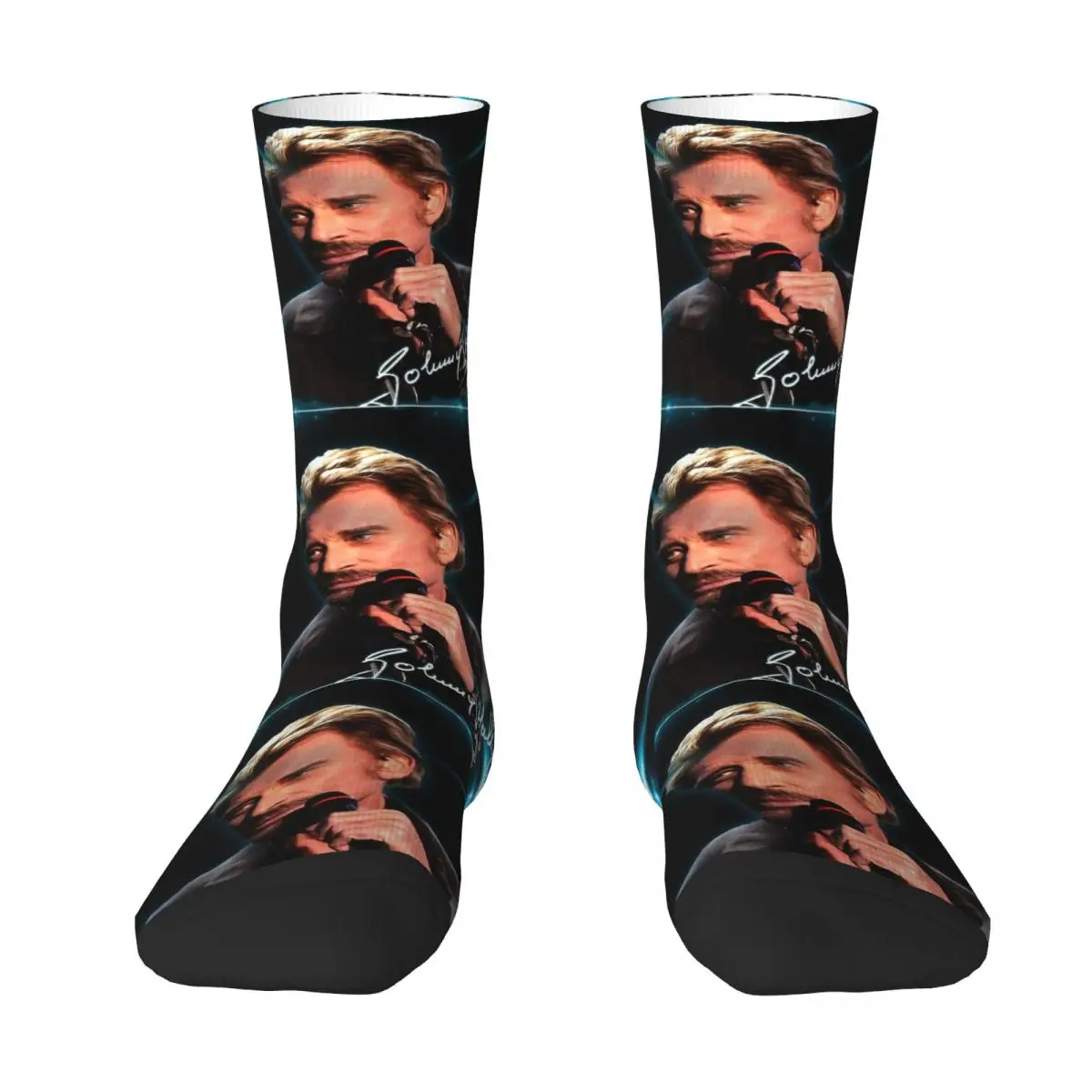 

Tribute Johnny Hallyday Rock Music French Singer Socks Male Mens Women Spring Stockings Polyester