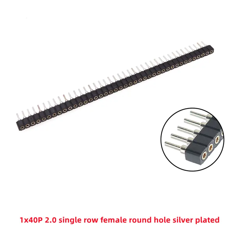 5 Pcs Round Hole Pin Header 2.0MM/2.54MM Pitch Row Female/Male, Single Row 1x40P Row 2x40P Double Row Pin Round Pin Gold Plated image 15