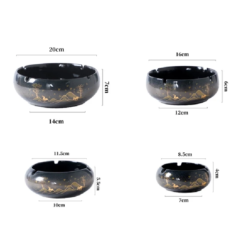 1PC Ceramic Ashtray Round Ashtray Living Room Office Anti-fly Ash Storage Home Decoration Decoration Cigar