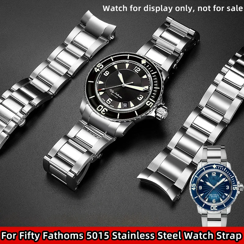 

For Blancpain Fifty Fathoms Stainless Steel Watch Strap Bracelet 5015 Metal Strap High Quality Curved Steel WatchBand Chain men