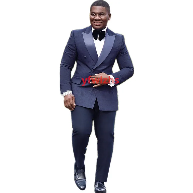 

Customize Men Suits Groomsmen Double-Breasted Groom Tuxedos Wedding Dress Blazer Prom Dinner (Jacket+Pants+Tie) A501