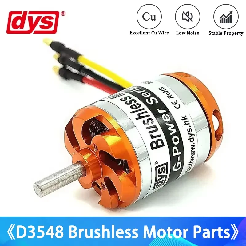 Moteur brushless DYS D3548 790KV 900KV 1100KV pour hélicoptère RC, présenté avec son support de fixation et connecteurs.