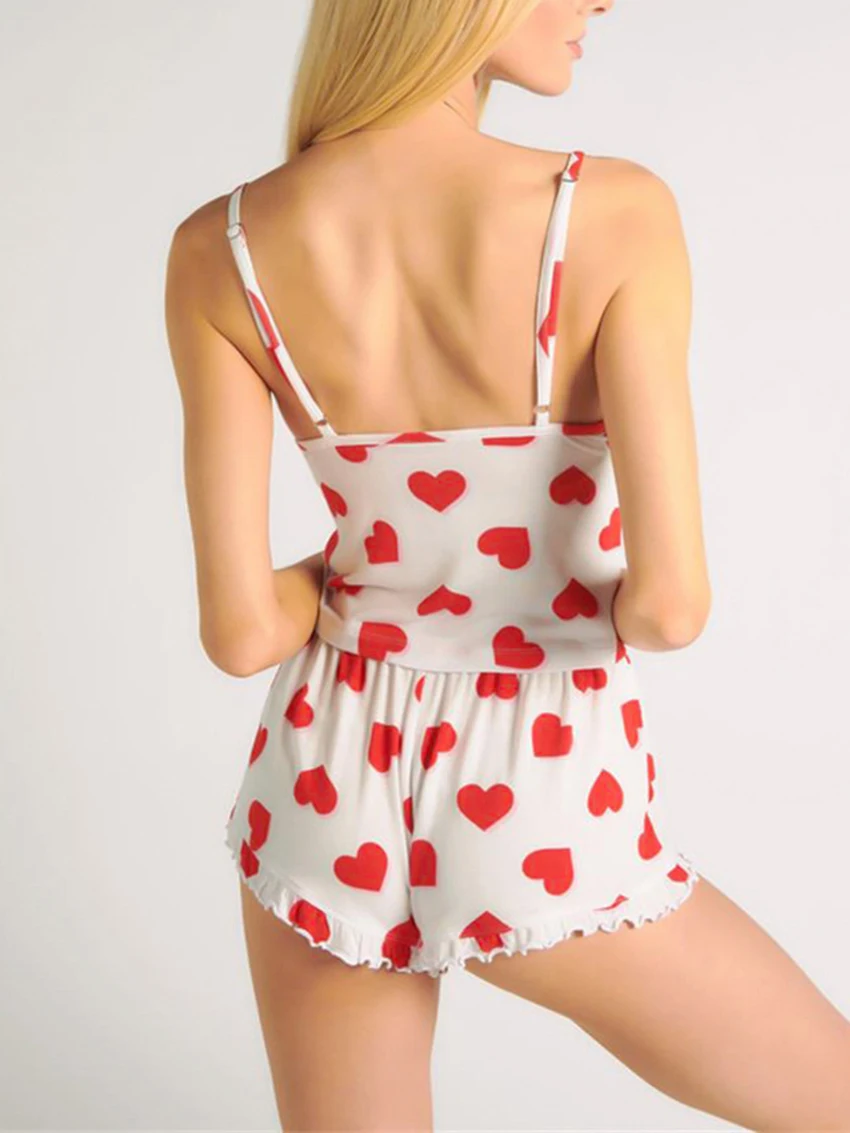 Marthaqiqi Summer Women'S Pajamas 2 Piece Suit Sexy Spaghetti Strap Sleepwear Backless Tank Tops Nightwear Shorts Nightgowns Set