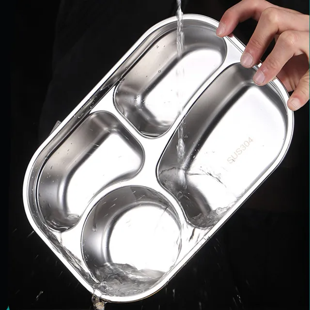 Boîte à lunch Bento en acier inoxydable pour enfants, récipient alimentaire sain pour enfants, cantine scolaire, ustensiles de cuisine, 304, 2, 3/4 compartiments 2