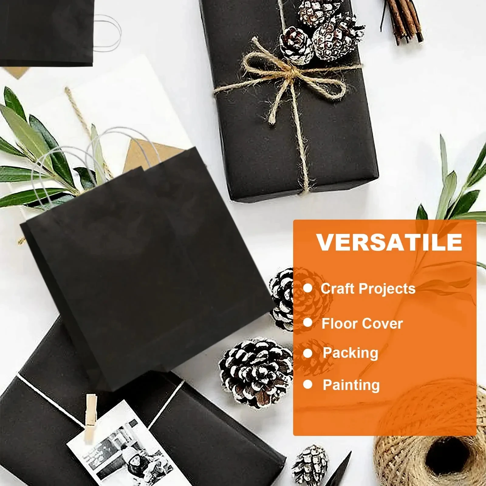 Craft Paper Handmade Craft Paper Handmade Paper Gift Wrapping Paper Kraft Paper Black Paper Roll Construction Poster Board Wrapping Art Roll Bulletin Board Gift Packing Eco-friend Papers