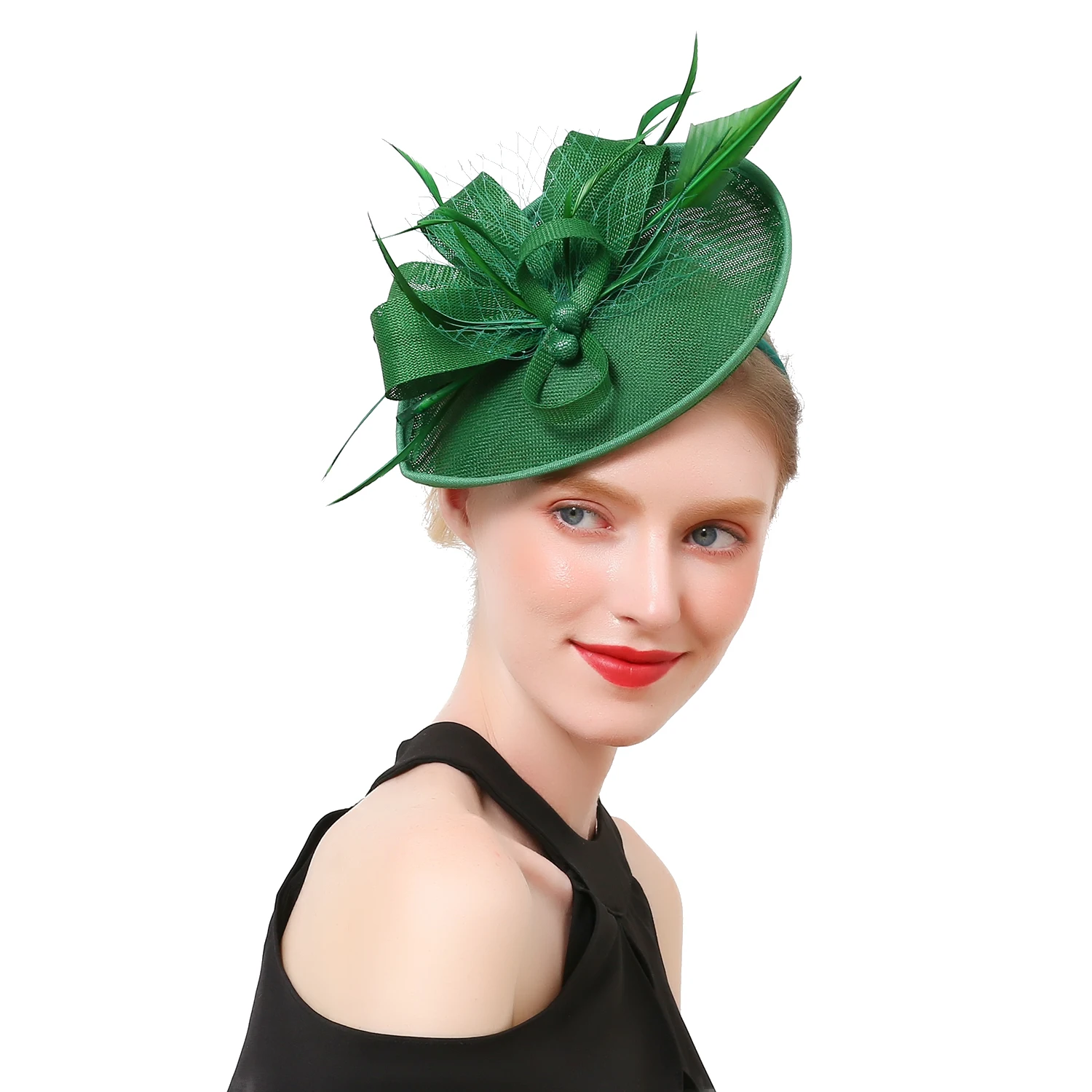 Teardrop Schwere Weben Sinamay Schleife Schleier und Feder Fascinator Formalen Hut Kentucky Derby,Ascot, Melbourne Cup, kirche Kopfstück – Detail 5