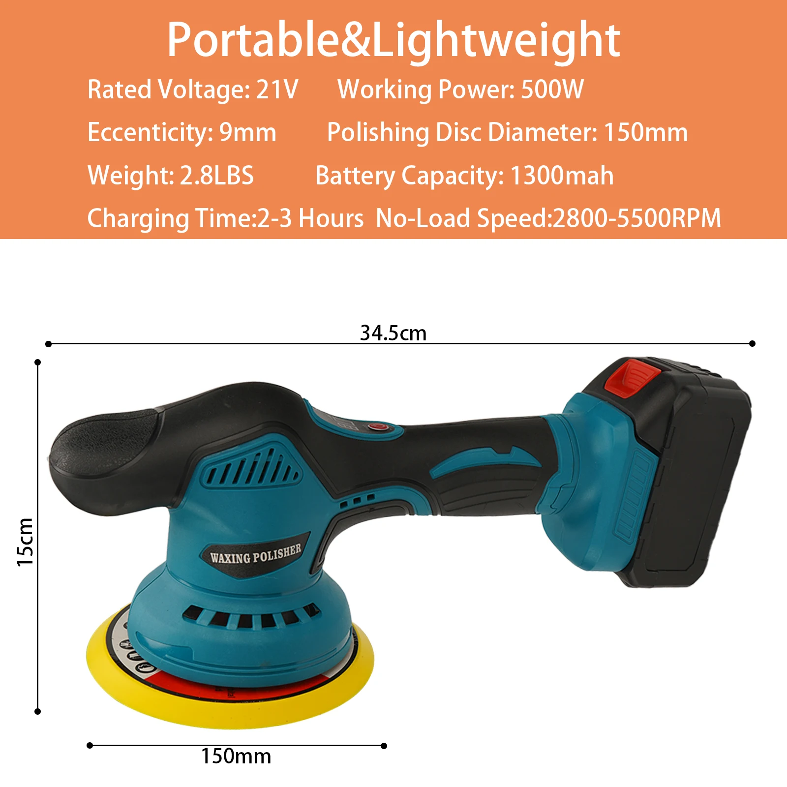 Car Polishers and Buffers Cordless, Cordless Buffer Polisher Kit with 6 Variable Speed 2800-5500rpm, 21V Cordless Polisher for C