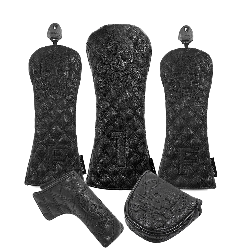 Leather Mallet Putter Cover Set Wood Mallet Putter Cover Set Wood