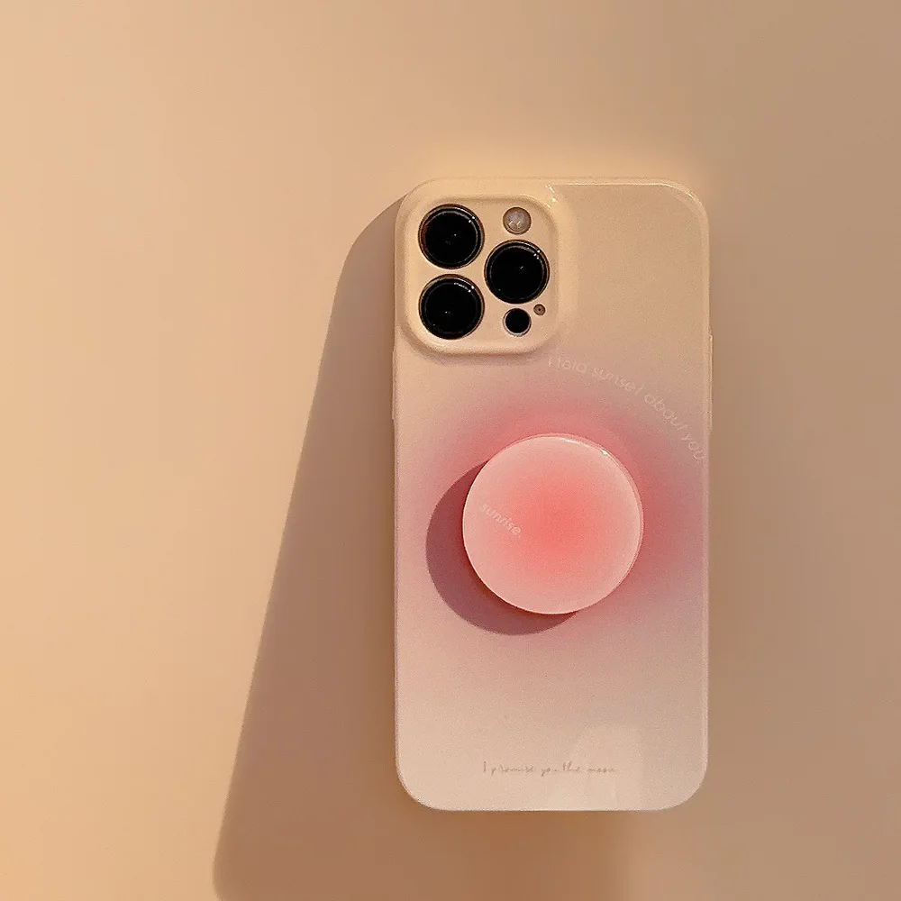 Gradient Pink Film Holder Phone Case For Iphone15 14 13 12 11 Pro Max X XR XSMAX 7 8 Plus SE TPU Case Cover New Products