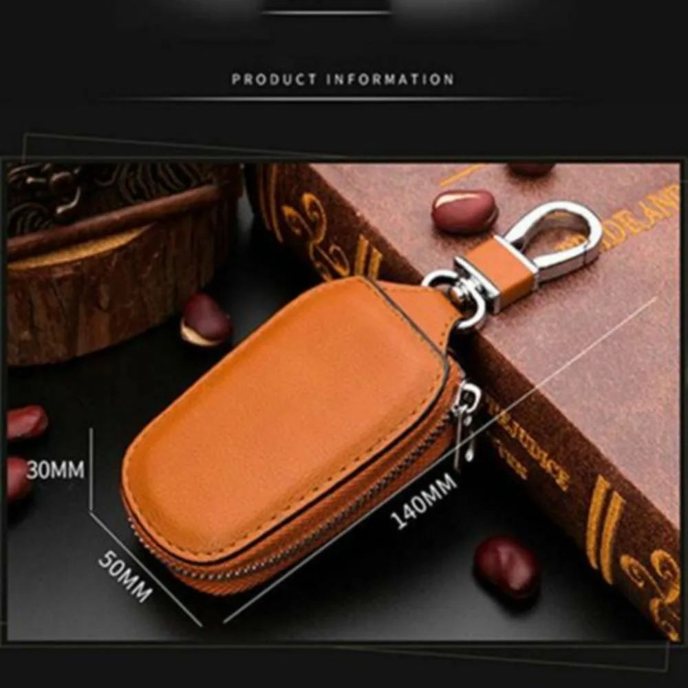 Leather Key Holder and Organizer Zipper Pouch
