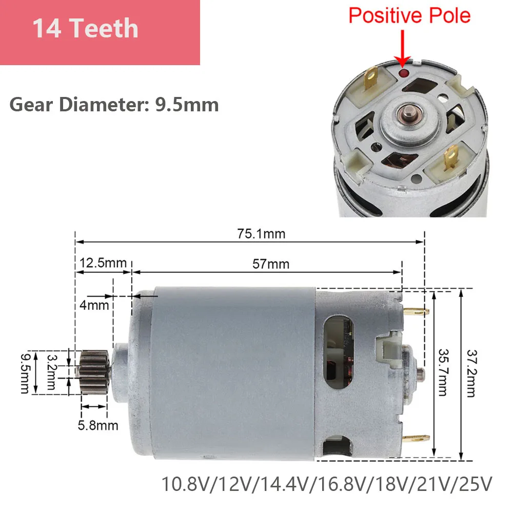 Moteur électrique RS550 DC 10.8V/12V/14.4V/16.8V/18V, boîte de vitesses à couple élevé pour perceuse électrique/scie tournevis