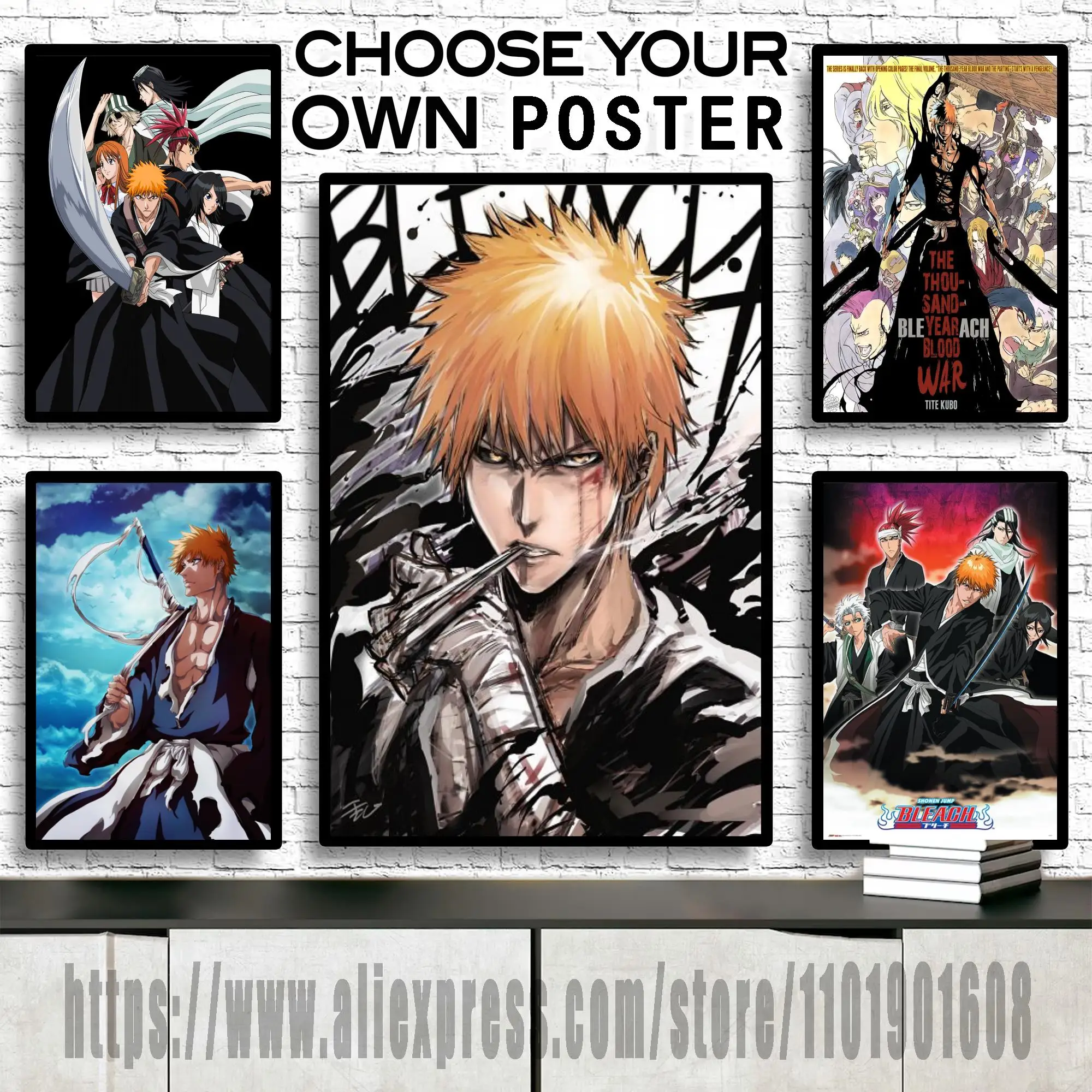 

Classic Bleach Ichigo Anime Canvas Art and Wall Art Poster Picture Print Modern Family bedroom Decor Posters
