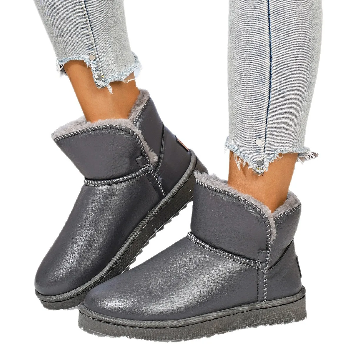 New Waterproof Woman Snow Boots 2025 Winter Non-Slip Thicken Plush Ankle Boots Women Slip-On Soft Sole Warm Cotton Padded boots