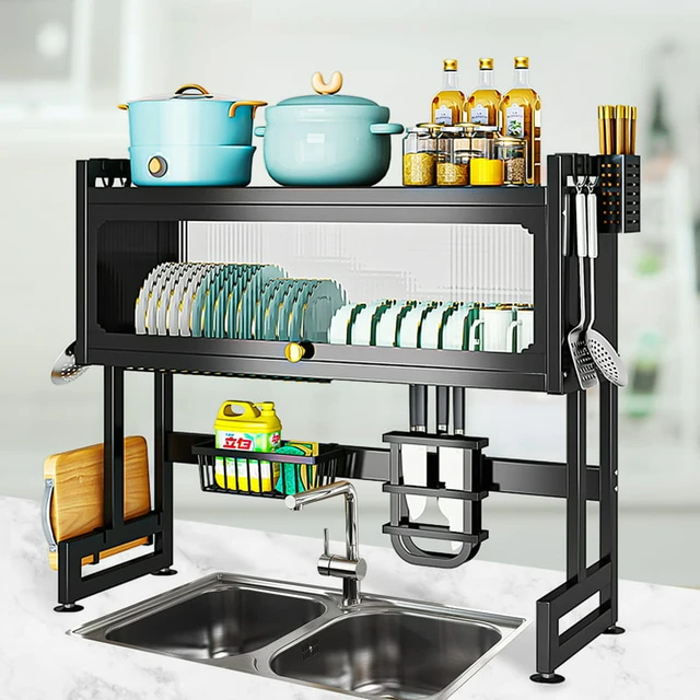 Large Dish Drying Rack, 2-Tier Dish Racks for Kitchen Counter, Detachable Dish  Drainer Organizer with Utensil Holder Drain Board - AliExpress