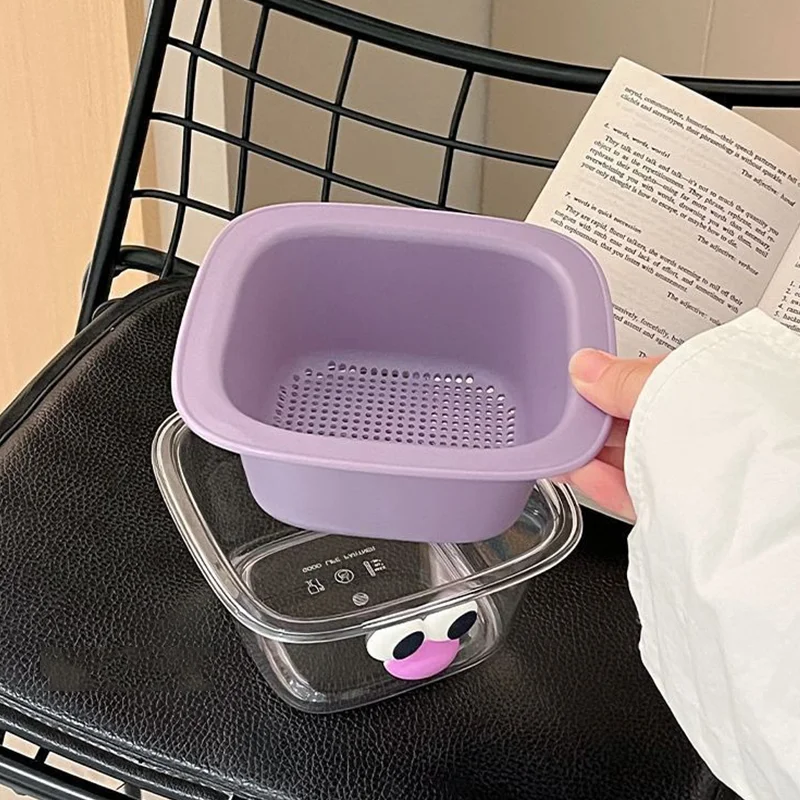 Fruit Drain Basket Removable Double Layer Fruit Vegetable Basin Draining Basket