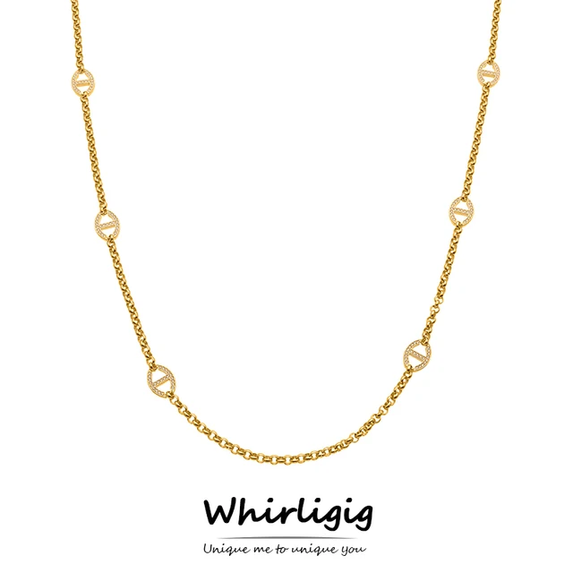 Collier Long de 80cm pour femmes, chaîne en acier inoxydable plaqué or 18 carats, incrusté de Zircon, chaînes de pull à breloques 1