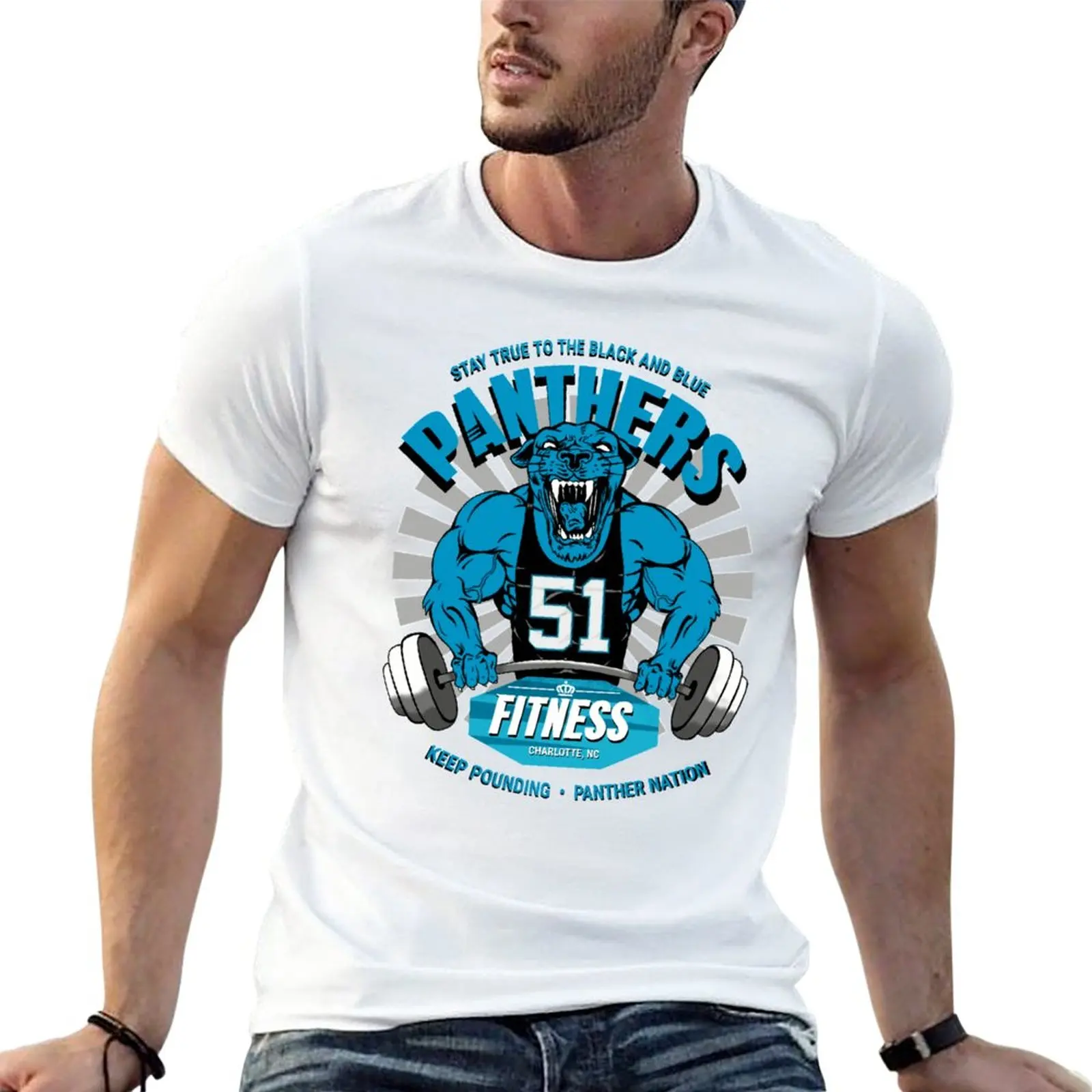 

New Panthers Fitness T-Shirt kawaii clothes Tee shirt Oversized t-shirt big and tall t shirts for men