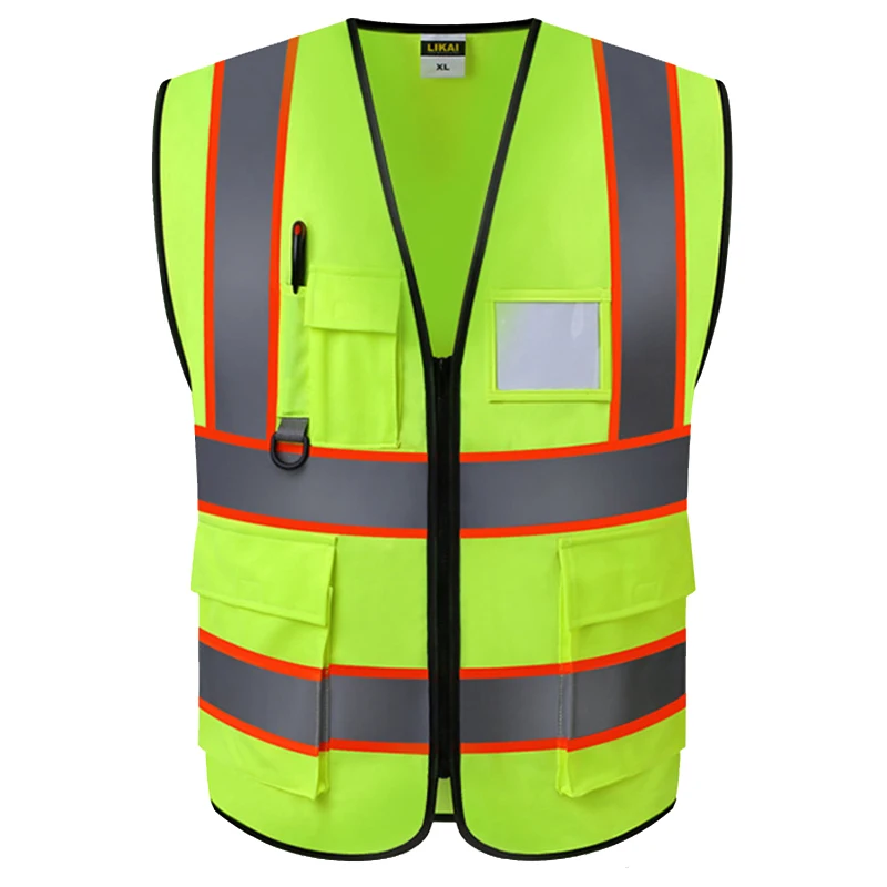 High Vis Safety Vest Fluorescent Yellow Gilet Construction Traffic Worker Workwear Printing for Over 5 Pieces