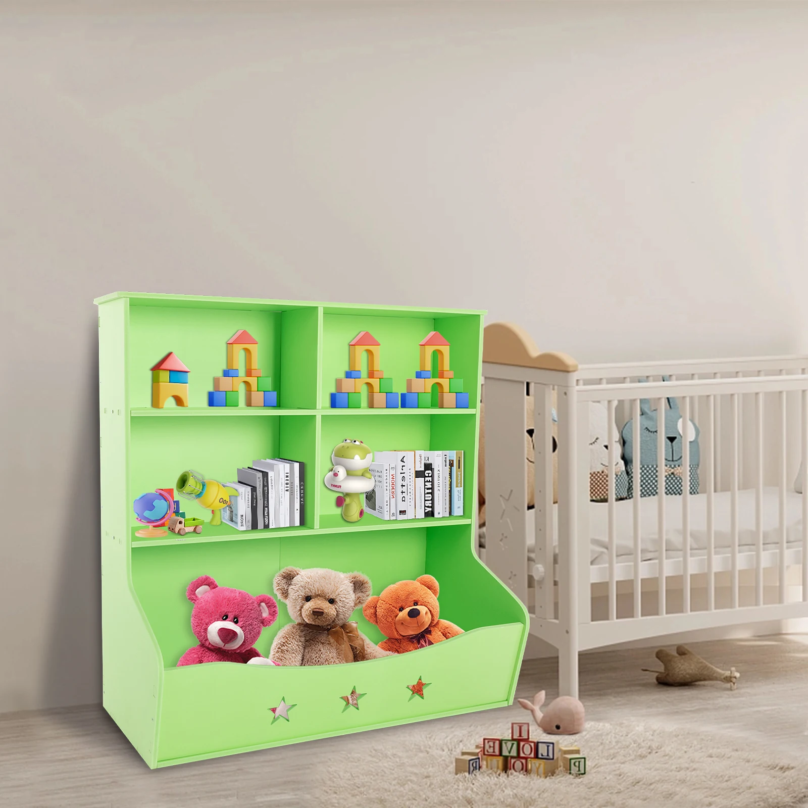 Kids’ 3-Tier Bookcase & Toy Shelf Organizer 4