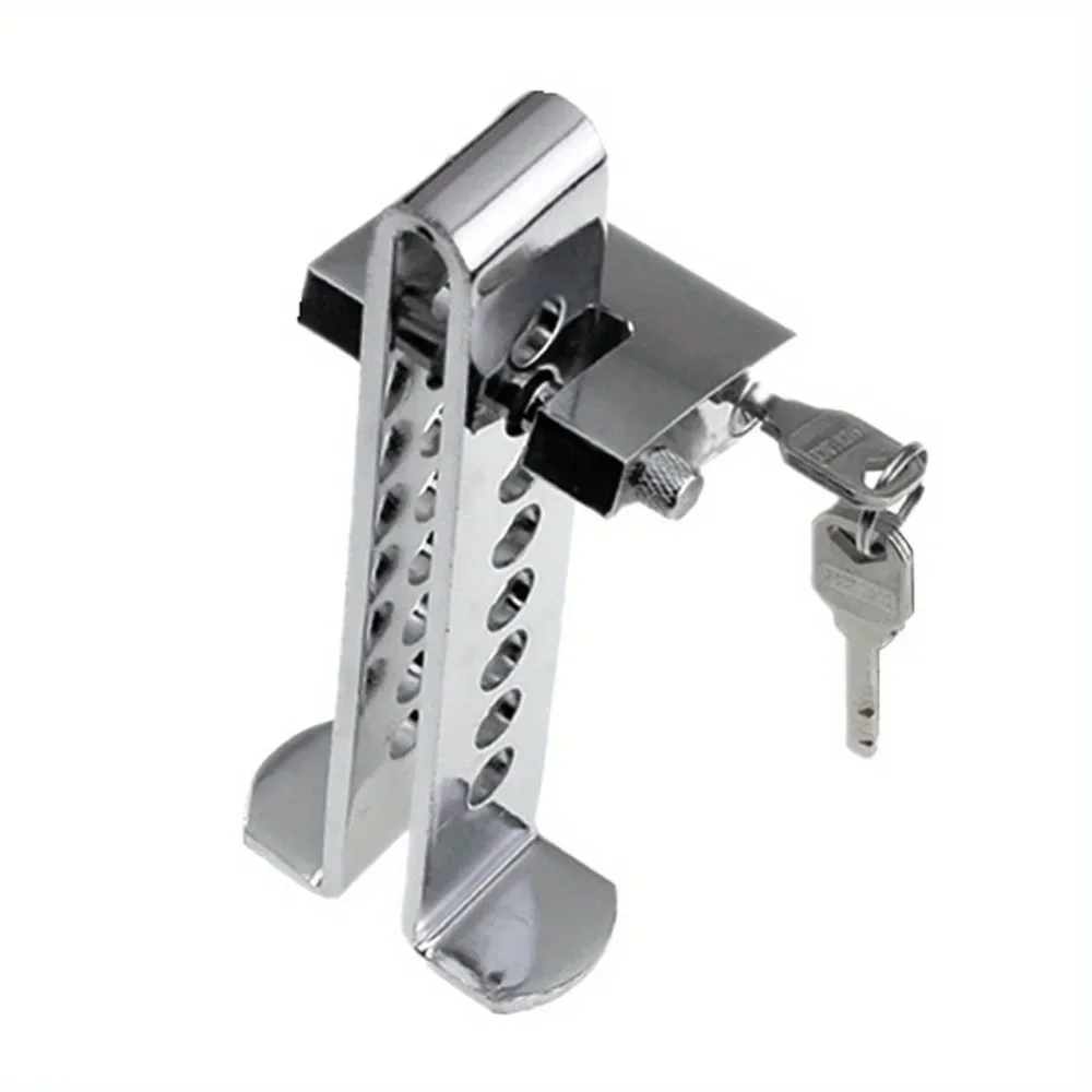 Adjustable Brake Pedal Lock with 2 Keys-Heavy Duty Stainless Steel 8-Hole Anti-Theft for Vehicles, Universal Security System