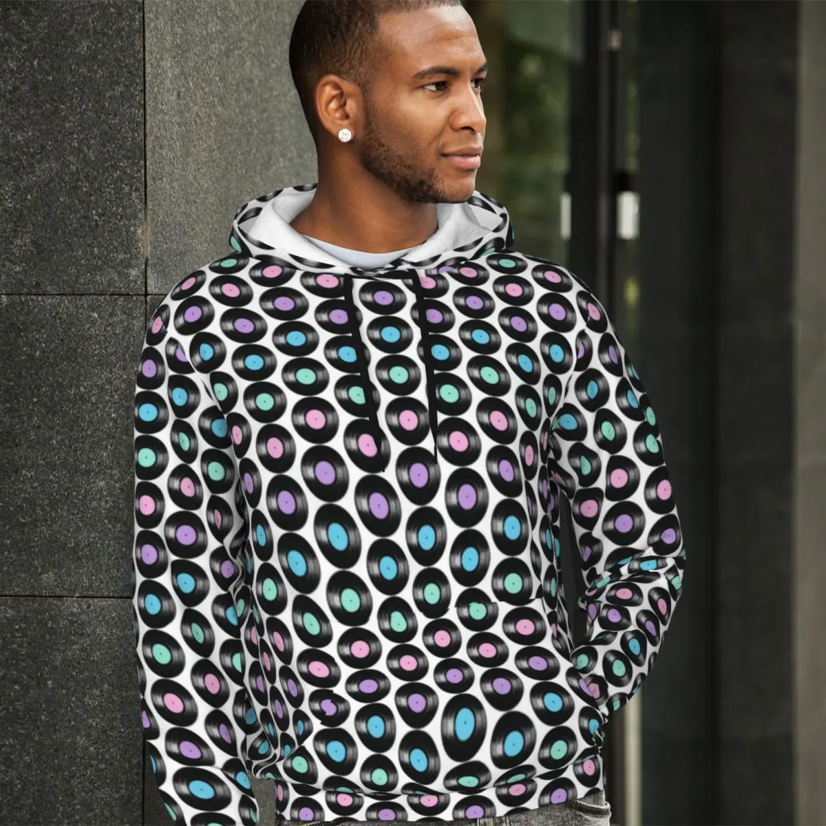 

Colorful Music Casual Hoodies Male Retro Vinyl Records Harajuku Pullover Hoodie Spring Loose Pattern Sweatshirts Oversize Tops