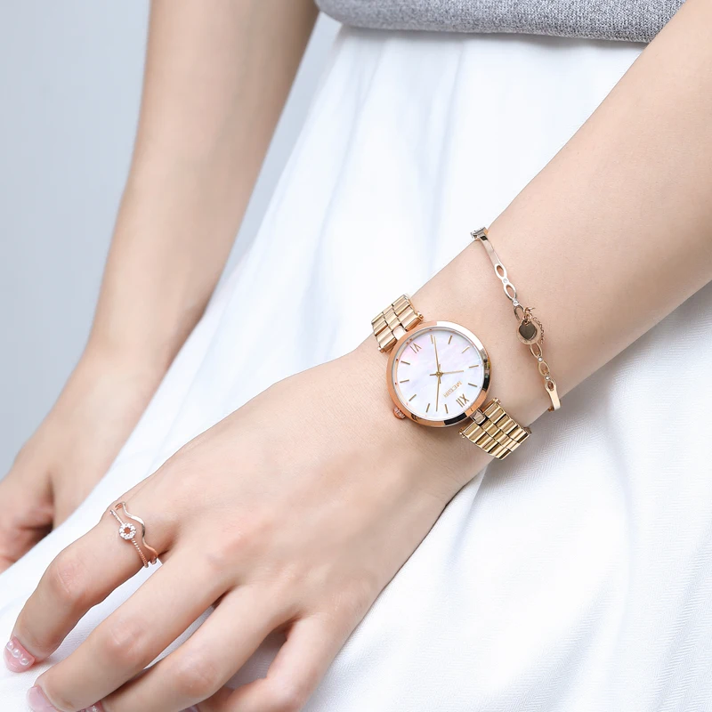MEGIR Top Brand Luxury Watch For Womens Fashion Ladies Casual Watches Steel Rose Gold Quartz Wrist Watch Waterproof Montre Femme