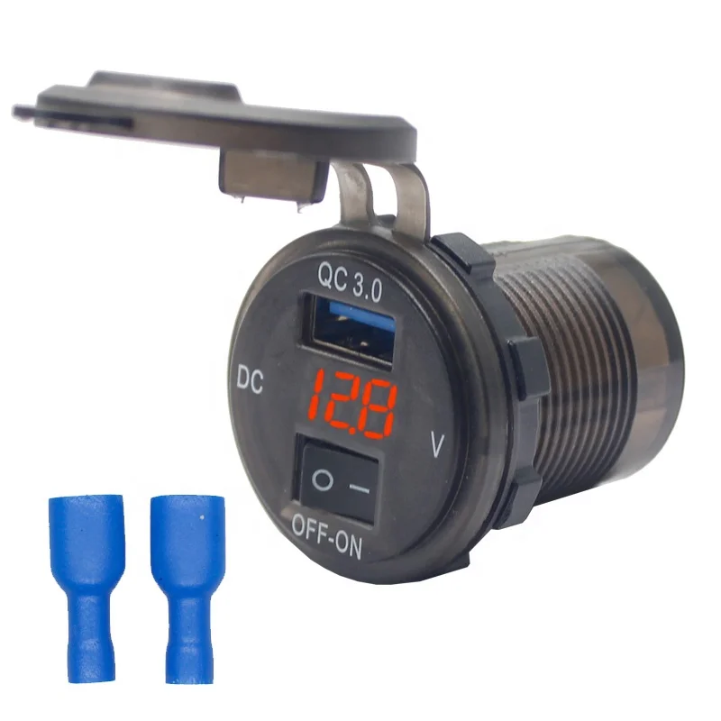

12V 24V 3.0 A Bus Dual USB Charging Socket Battery Display Car USB Charger With Switch