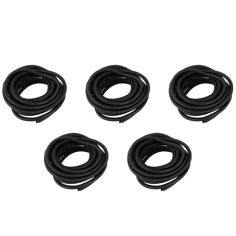 

5 Pcs 25 Ft Split Wire Loom Conduit Polyethylene Tubing Black Color Sleeve Tube