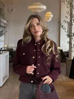 HH Female Street Fashion Jackets For 2024 Autumn Fashion Long Sleeves Lapel Single Breasted Solid With Pockets Causal Coats