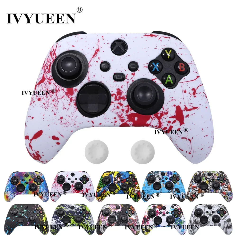 IVYUEEN Water Transform 인쇄 Xbox 시리즈 X S XSX XSS 컨트롤러 소프트 실리콘 케이스 엄지 그립..