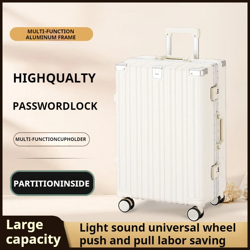 Luggage Trolley Case, Strong and Durable, Thickened, Men's and Women's Travel Code 20 Leather Suitcase, Student 24 Large Capacity